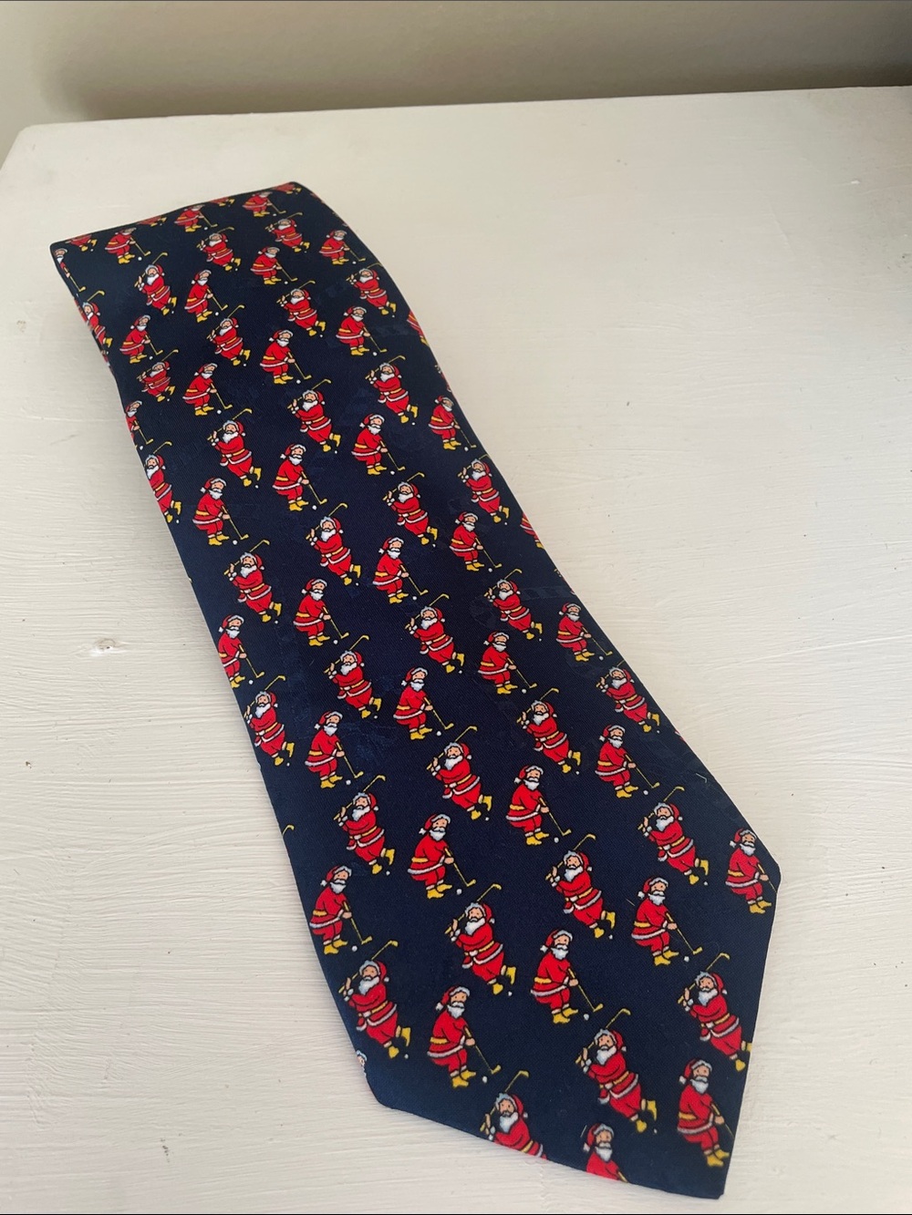 Hallmark Navy Tie with Red Santa Motif